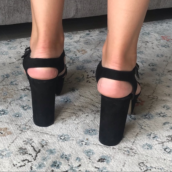 Kate & Mel Black Suede Platform Heels Womens Sz 9 - Picture 3 of 9
